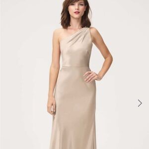 Jenny Yoo Lena Gold Satin Dress - Size 2, hemmed for 5’3”